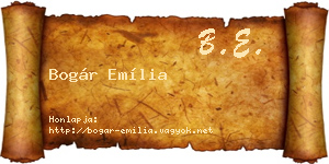Bogár Emília névjegykártya